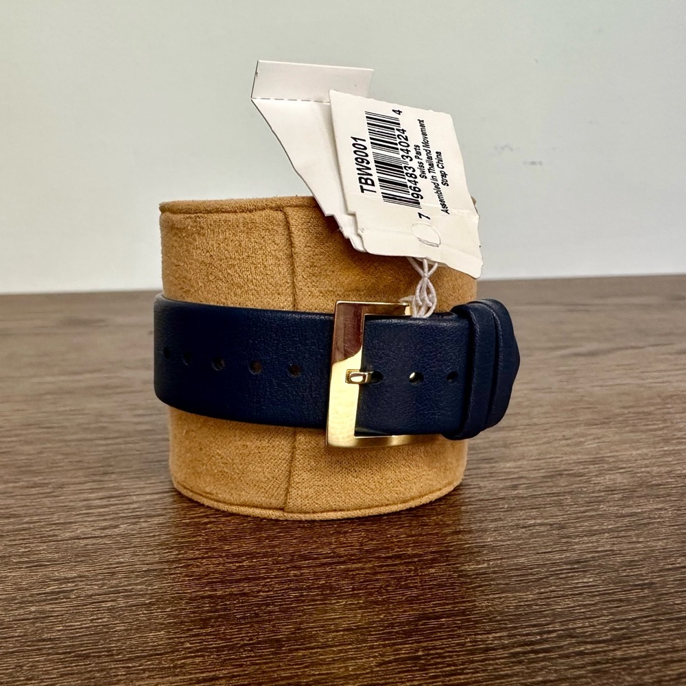 New Tory Burch Women's Classic T Navy Leather Strap Watch 36mm - Picture 6 of 12